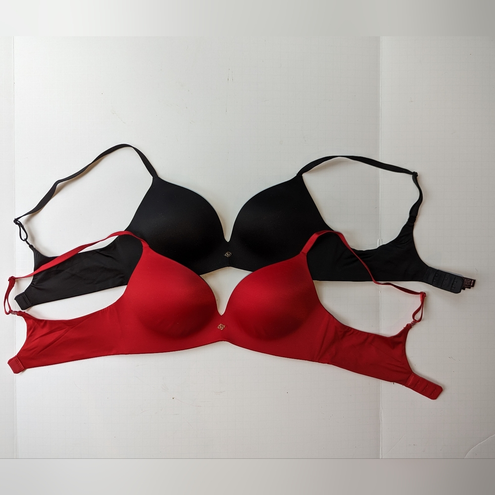 (2) New Victoria's Secret So Obsessed Wireless Pushup Bra 36B in Black and Red